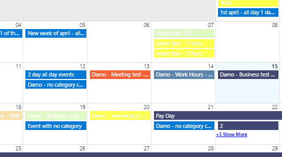 Calendar: Colours